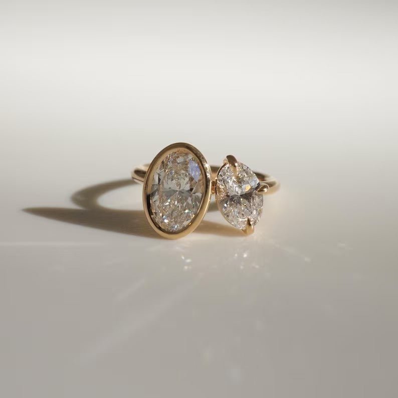 Discover oval bezel lab grown diamond engagement ring online