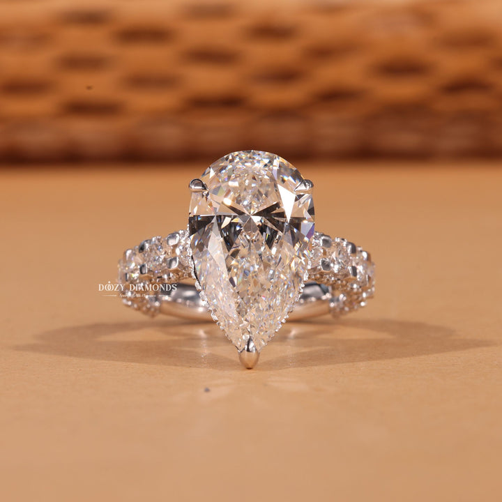 Shop pear pave lab grown diamond engagement ring