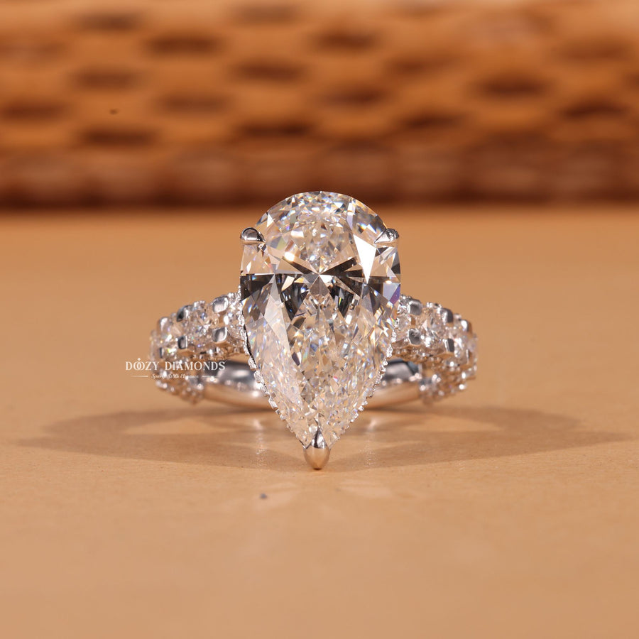Shop pear pave lab grown diamond engagement ring