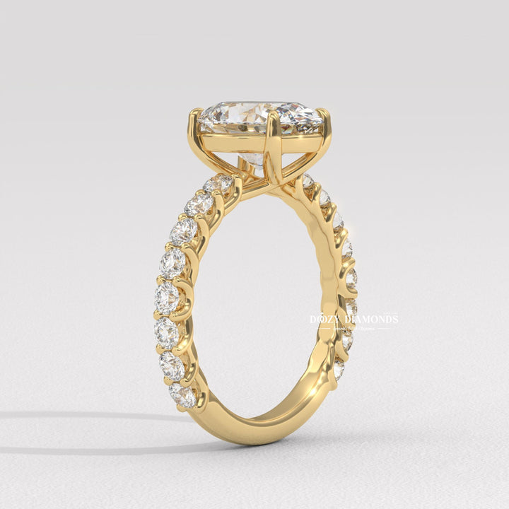 Oval pave engagement ring with brilliant diamond sparkle