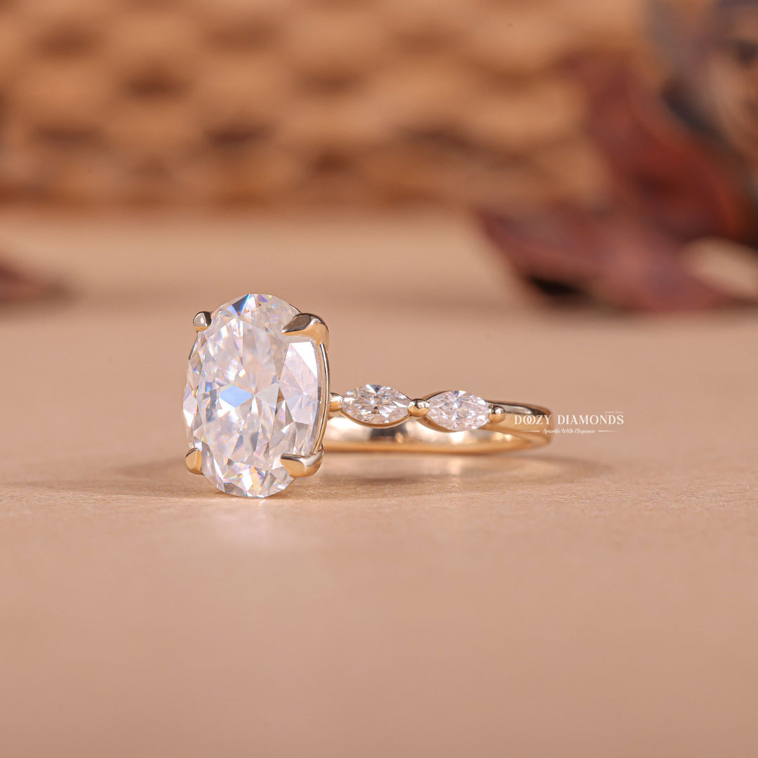 Oval cut pave engagement ring with IGI certified center diamond
