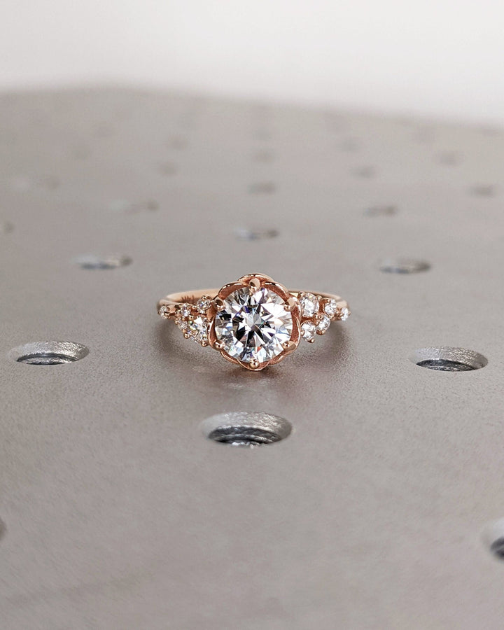 1.0CT round cut cluster engagement ring available to buy now