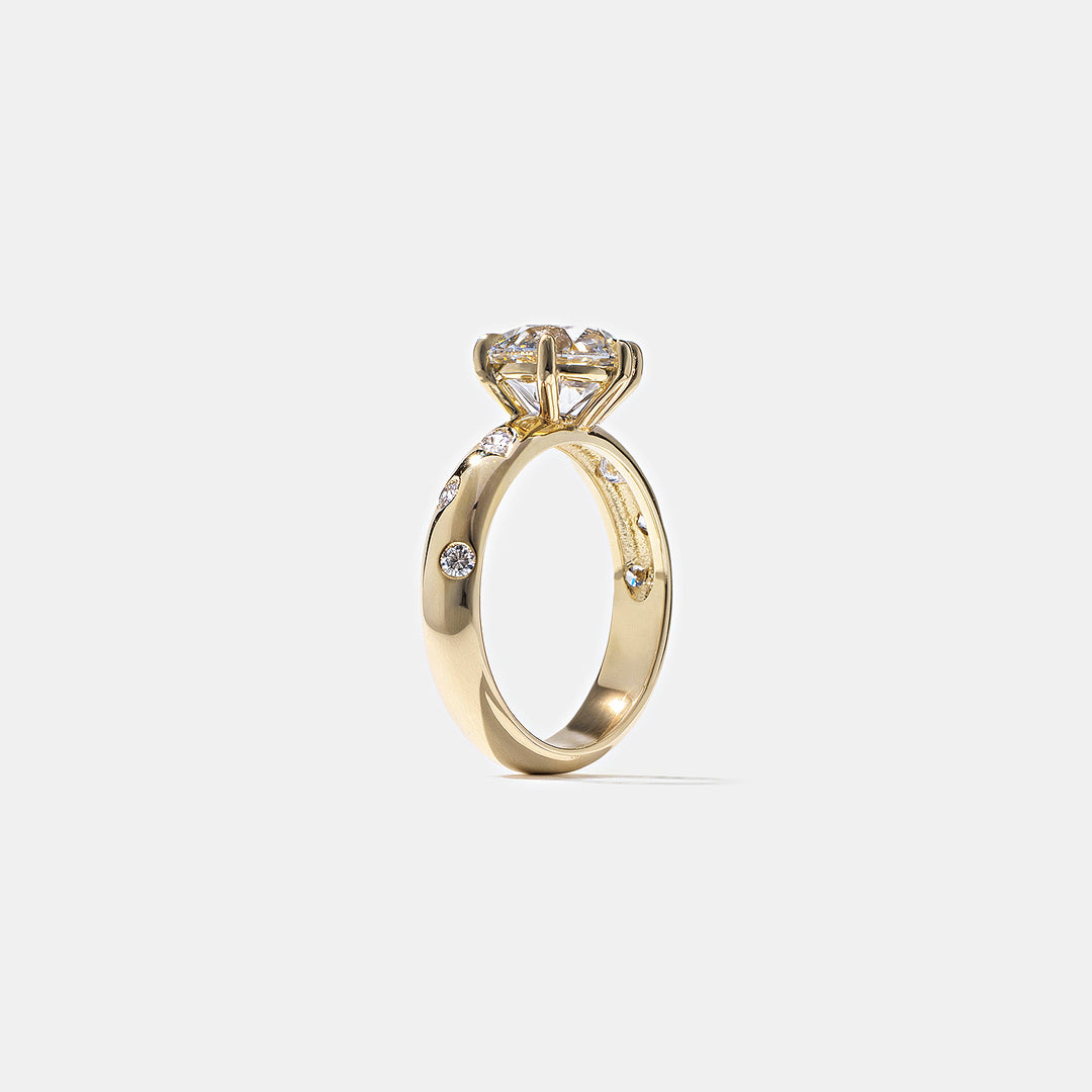 2.50CT Round E - VS Lab Grown Thick Diamond Ring With Twirl Plain Band - Doozy Diamonds