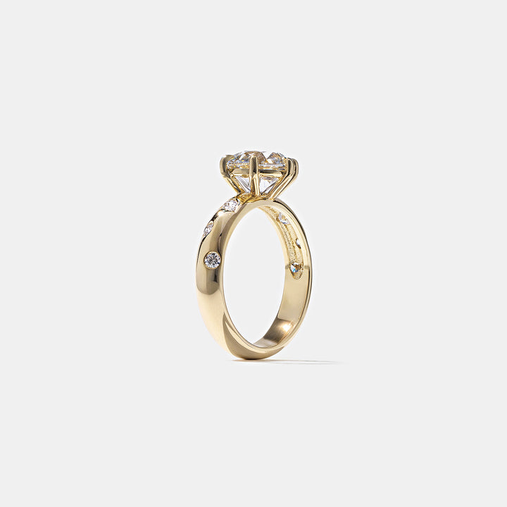 2.50CT Round E - VS Lab Grown Thick Diamond Ring With Twirl Plain Band - Doozy Diamonds