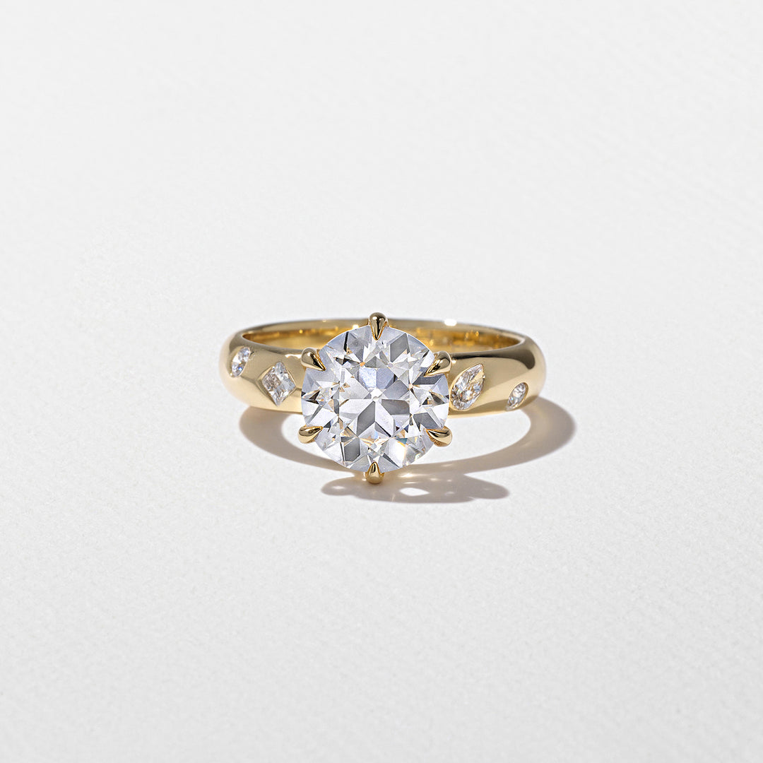 2.50CT Round E - VS Lab Grown Thick Diamond Ring With Twirl Plain Band - Doozy Diamonds