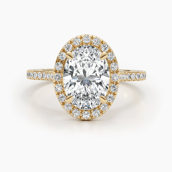 Oval pave diamond engagement ring available in multiple metals