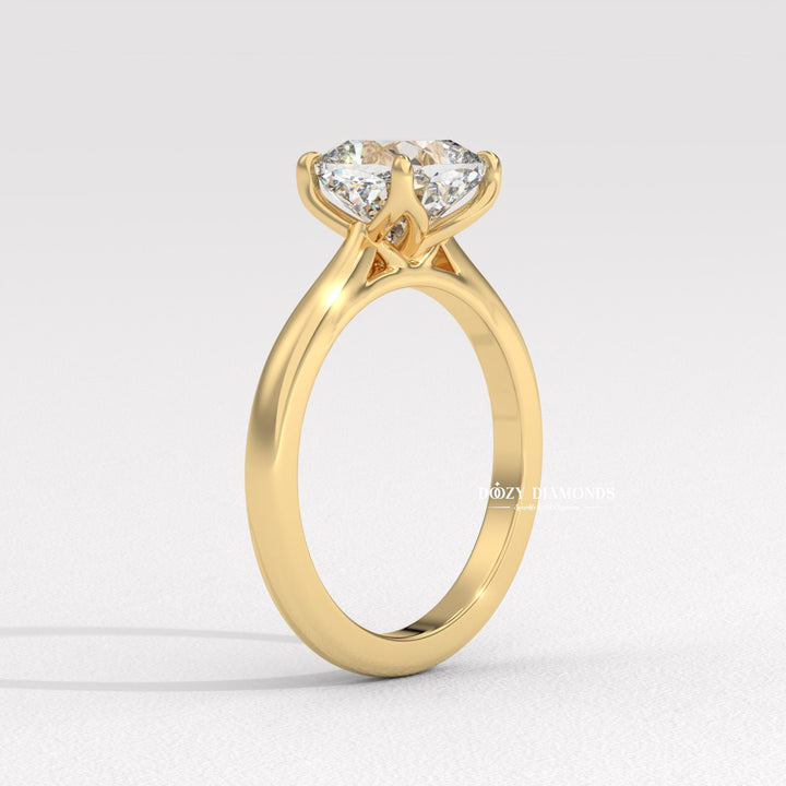 Cushion solitaire engagement ring with brilliant diamond sparkle