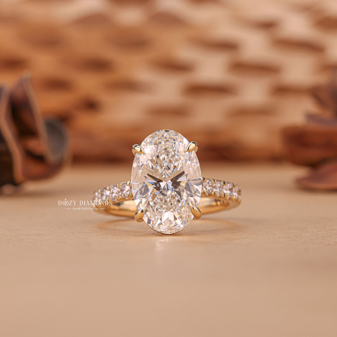 3.0CT oval cut hidden halo engagement ring available to buy now