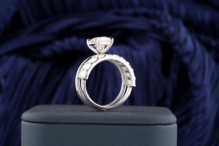 3.50CT Radiant Cut Solitaire F - VS Lab Grown Diamond Engagement Ring Set - Doozy Diamonds