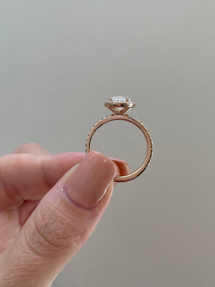 1.53 - 3.53 CT Oval Cut Lab Grown Diamond Halo & Pave Setting Engagement Ring - Doozy Diamonds