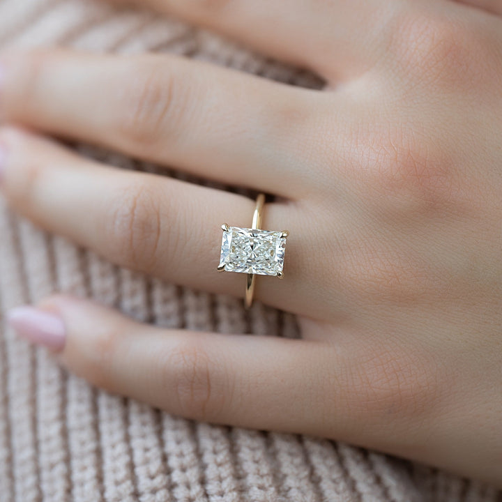 Discover radiant hidden halo lab grown diamond engagement ring online