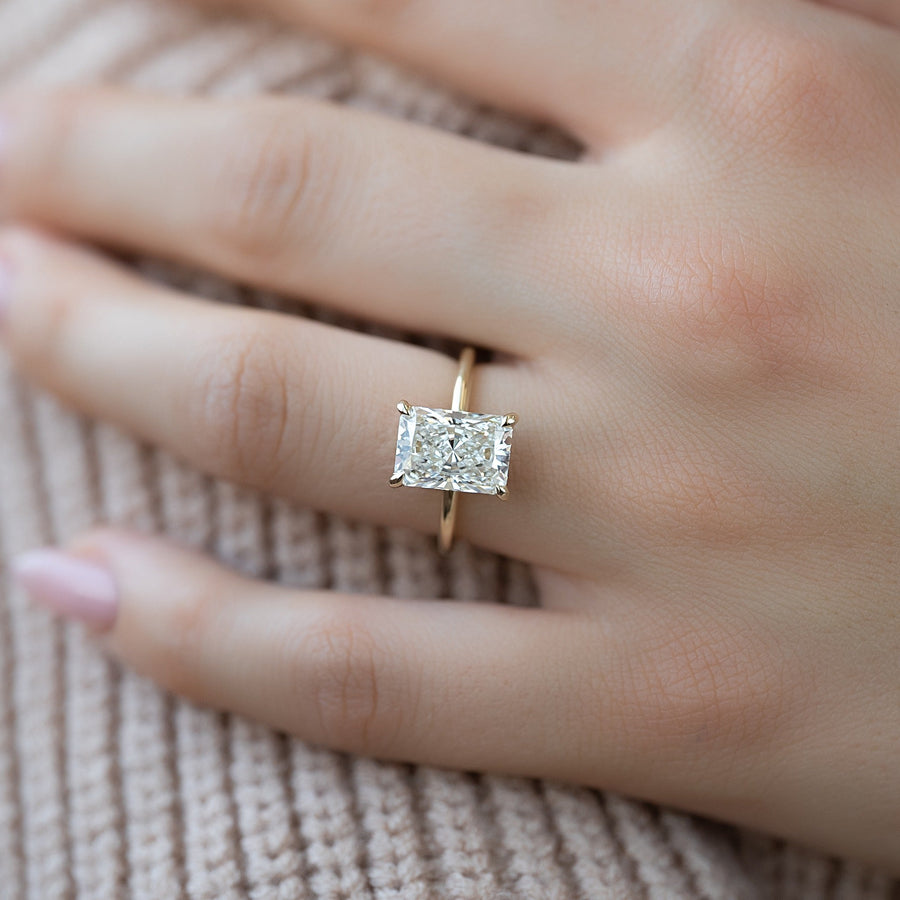 Discover radiant hidden halo lab grown diamond engagement ring online