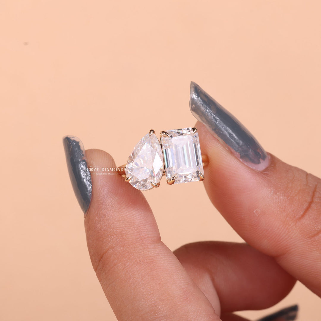 Pear solitaire diamond engagement ring available in multiple metals