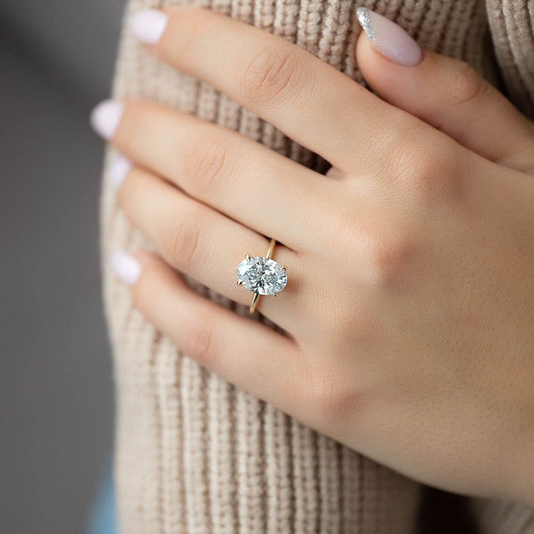 3.50CT oval hidden halo lab grown diamond engagement ring for sale