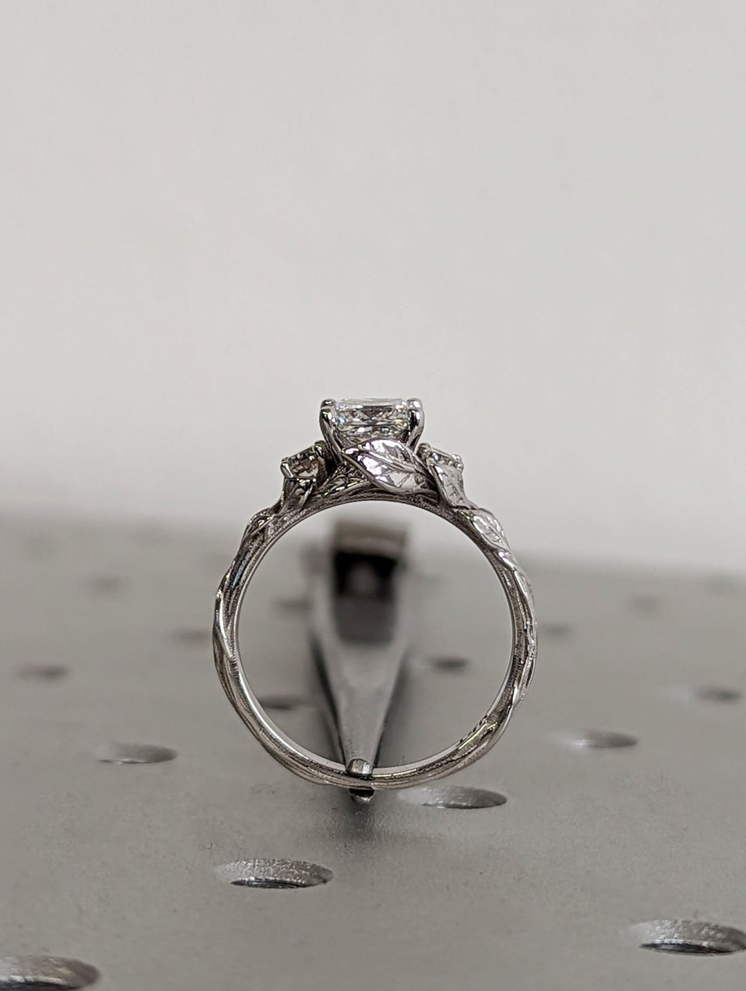 Princess vintage engagement ring with IGI certificate and packaging