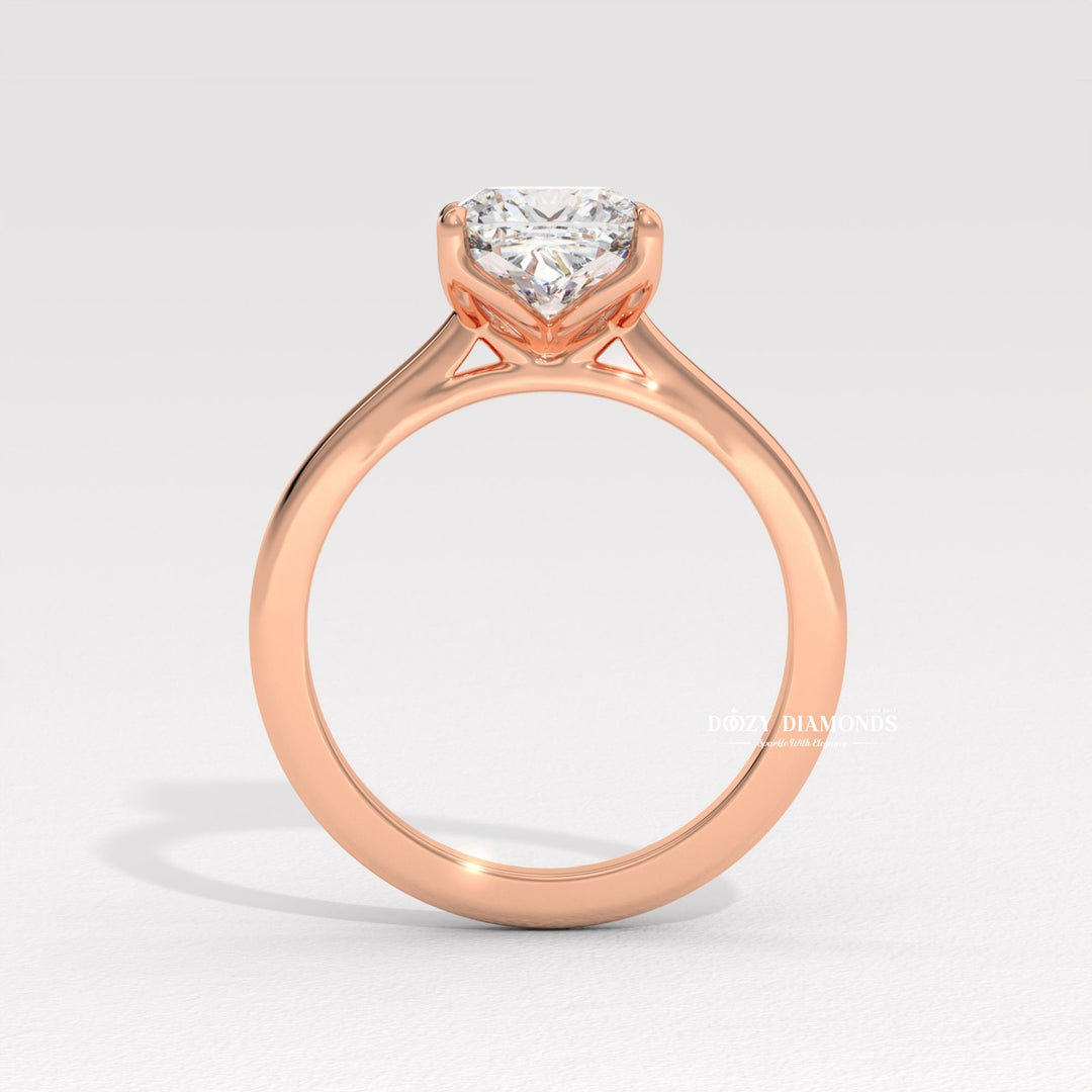 Fine craftsmanship detail on cushion solitaire engagement ring