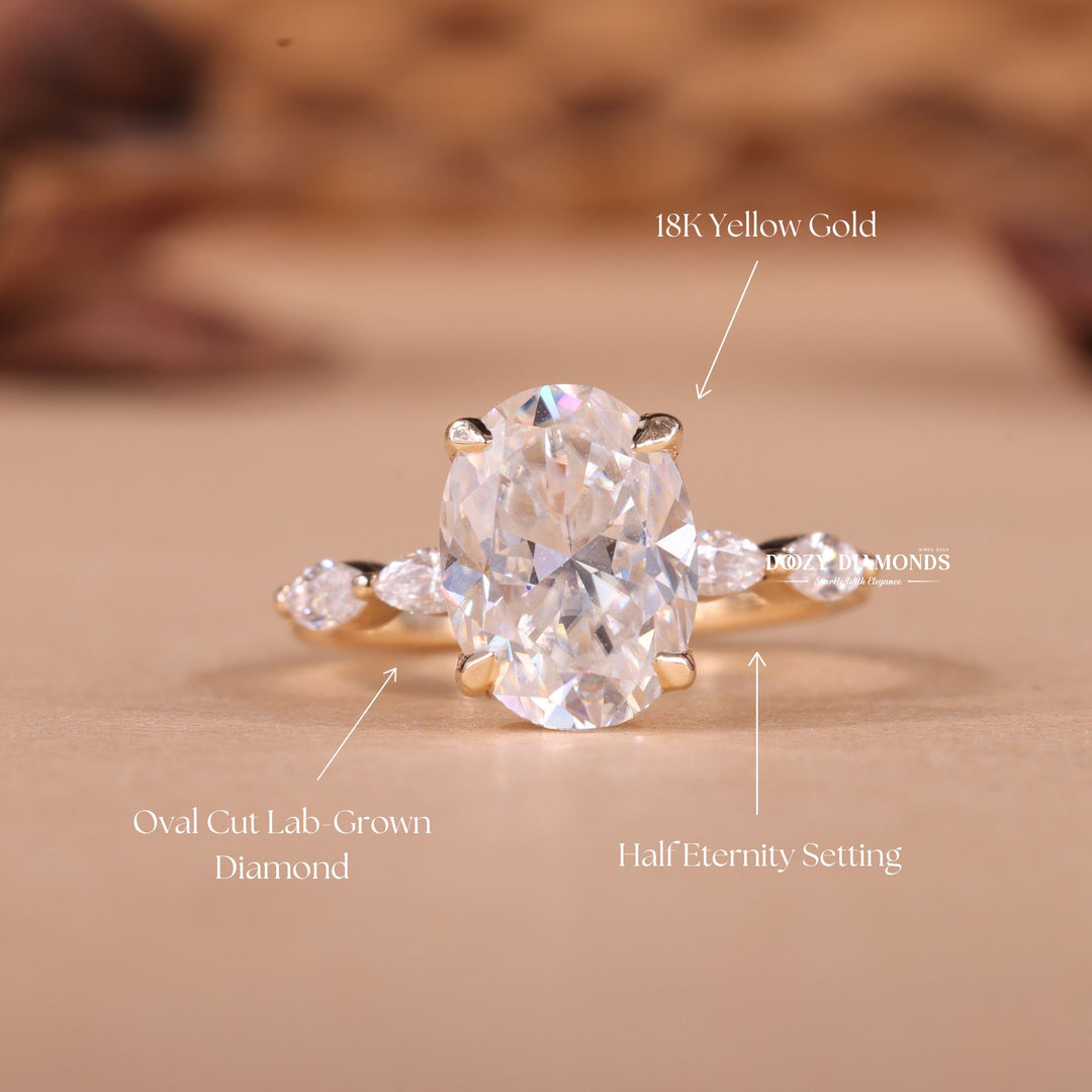 Certified oval cut diamond featured in pave engagement ring