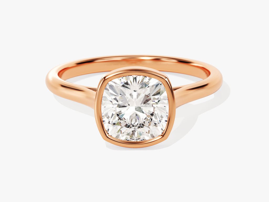 Cushion bezel engagement ring with brilliant diamond sparkle