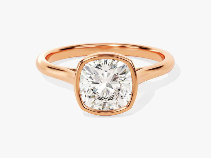 Cushion bezel engagement ring with brilliant diamond sparkle