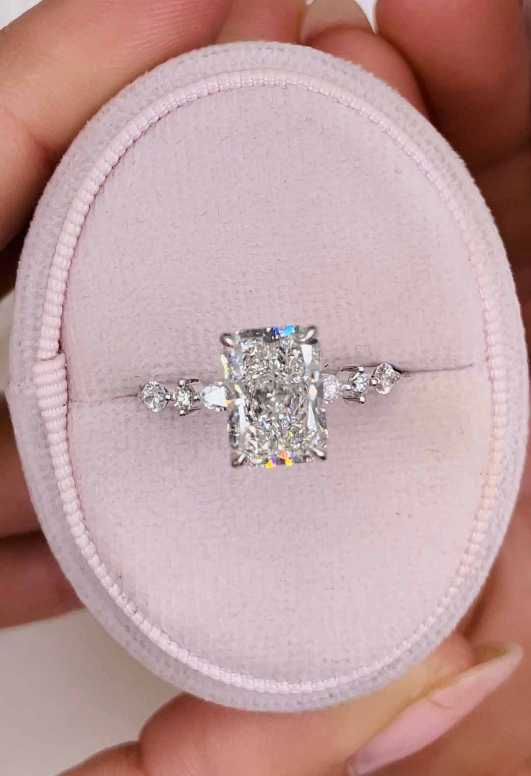 Radiant solitaire engagement ring offered in gold and platinum