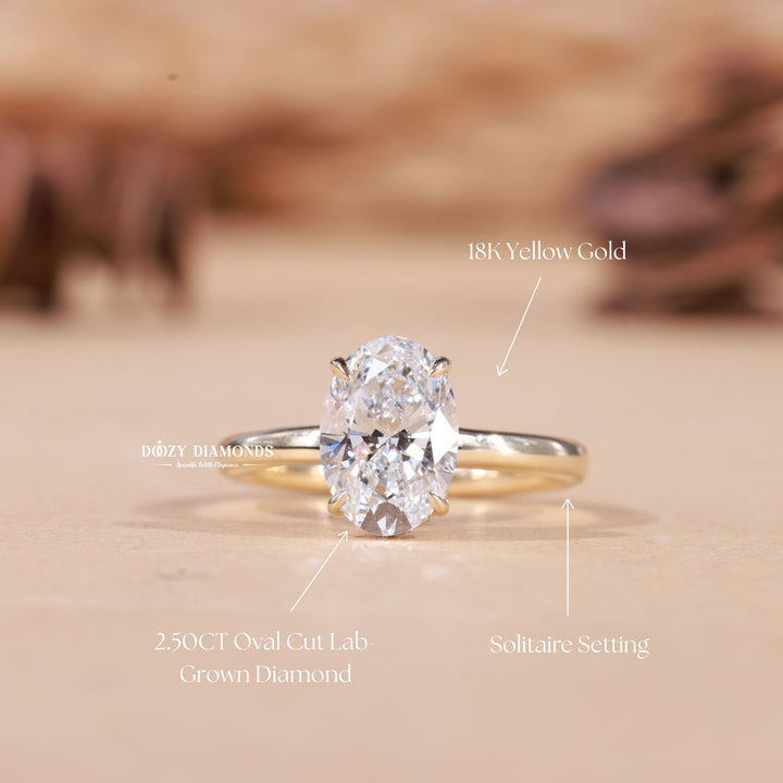 Classic oval hidden halo engagement ring crafted for everyday wear