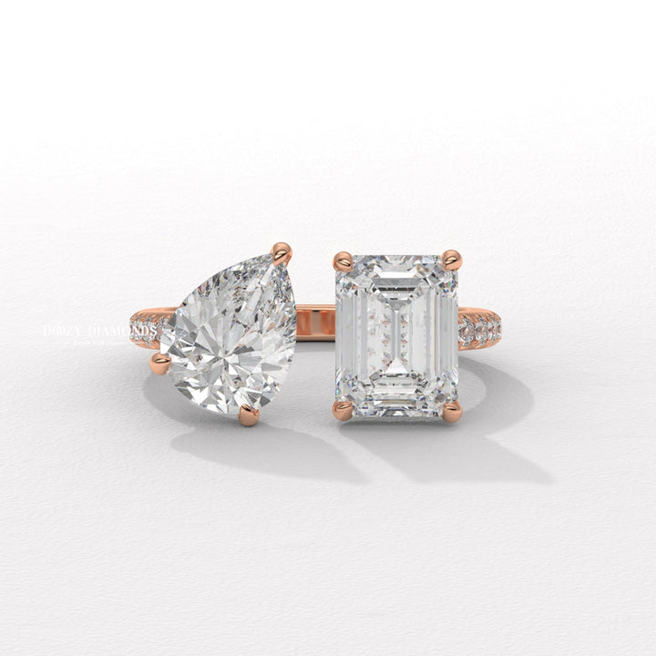 Pear solitaire engagement ring with certified lab grown diamond