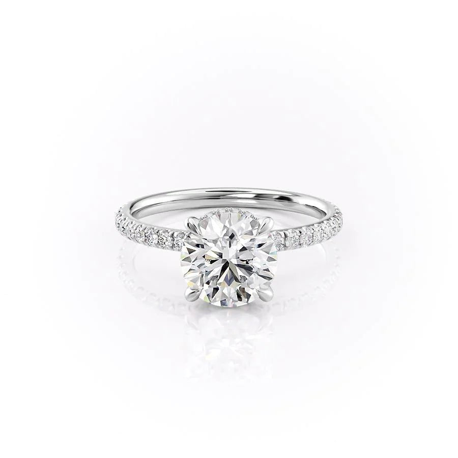 Round hidden halo engagement ring with brilliant diamond sparkle