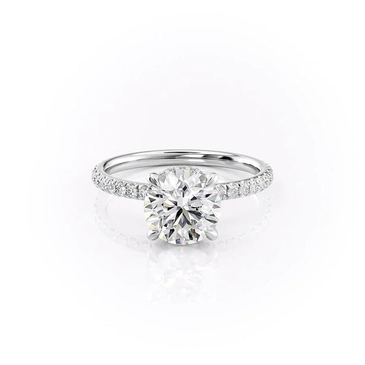 Round hidden halo engagement ring with brilliant diamond sparkle