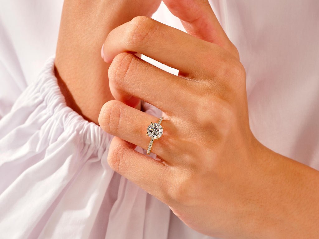 1.50CT Round Cut Pave F - VS Lab Grown Diamond Engagement Ring Set - Doozy Diamonds