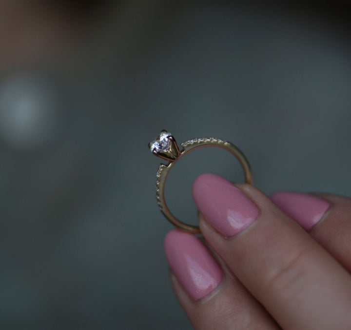 Round solitaire diamond ring presented in signature gift packaging