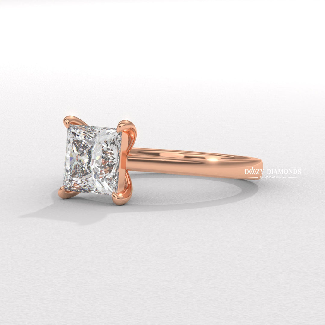 Premium princess cut solitaire engagement ring crafted in solid gold