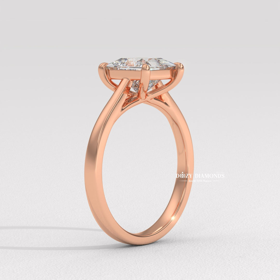 Princess solitaire engagement ring with IGI certificate and packaging