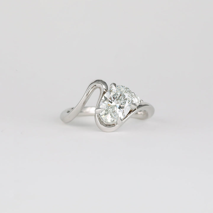 1.50CT - 2.50CT Oval Lab Grown Diamond Unique Wave Engagement Ring - Doozy Diamonds
