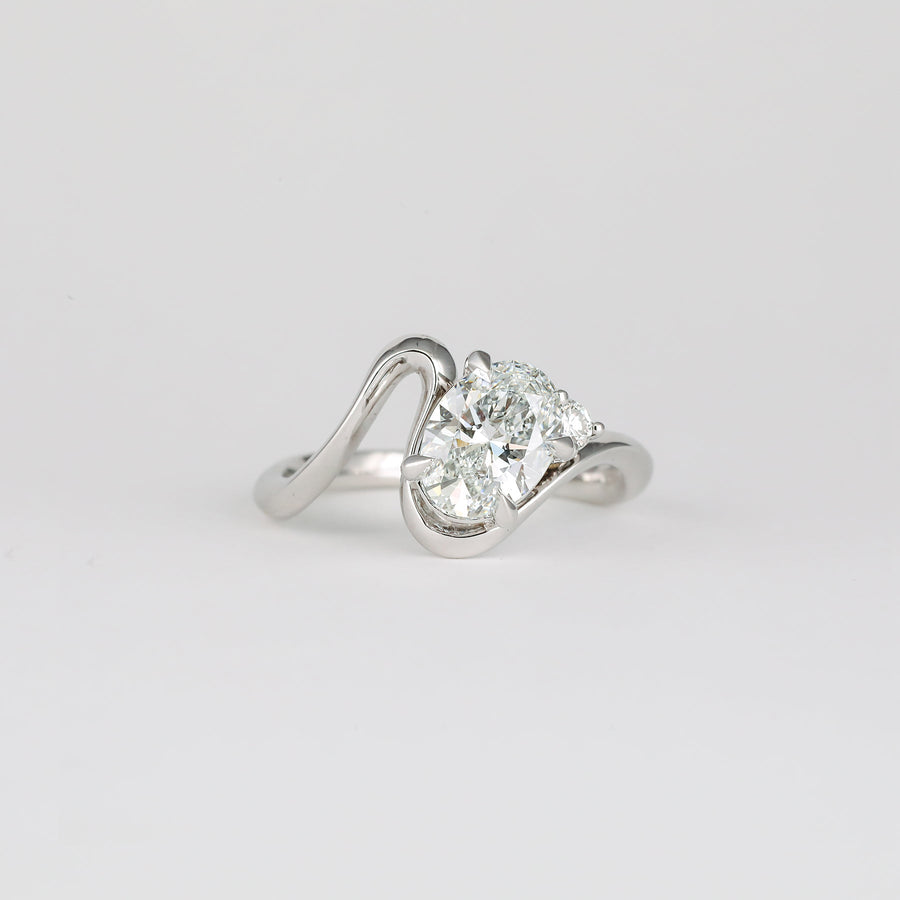 1.50CT - 2.50CT Oval Lab Grown Diamond Unique Wave Engagement Ring - Doozy Diamonds