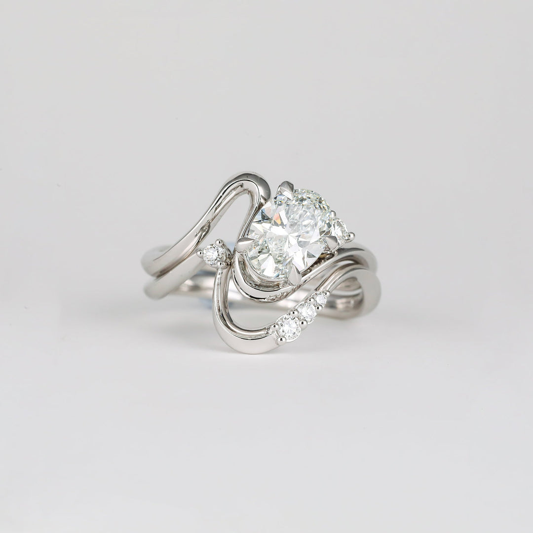 1.50CT - 2.50CT Oval Lab Grown Diamond Unique Wave Engagement Ring - Doozy Diamonds