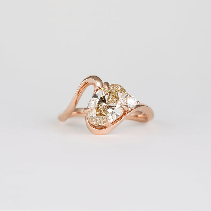 1.50CT - 2.50CT Light Yellow Oval Lab Grown Diamond Unique Engagement Ring - Doozy Diamonds