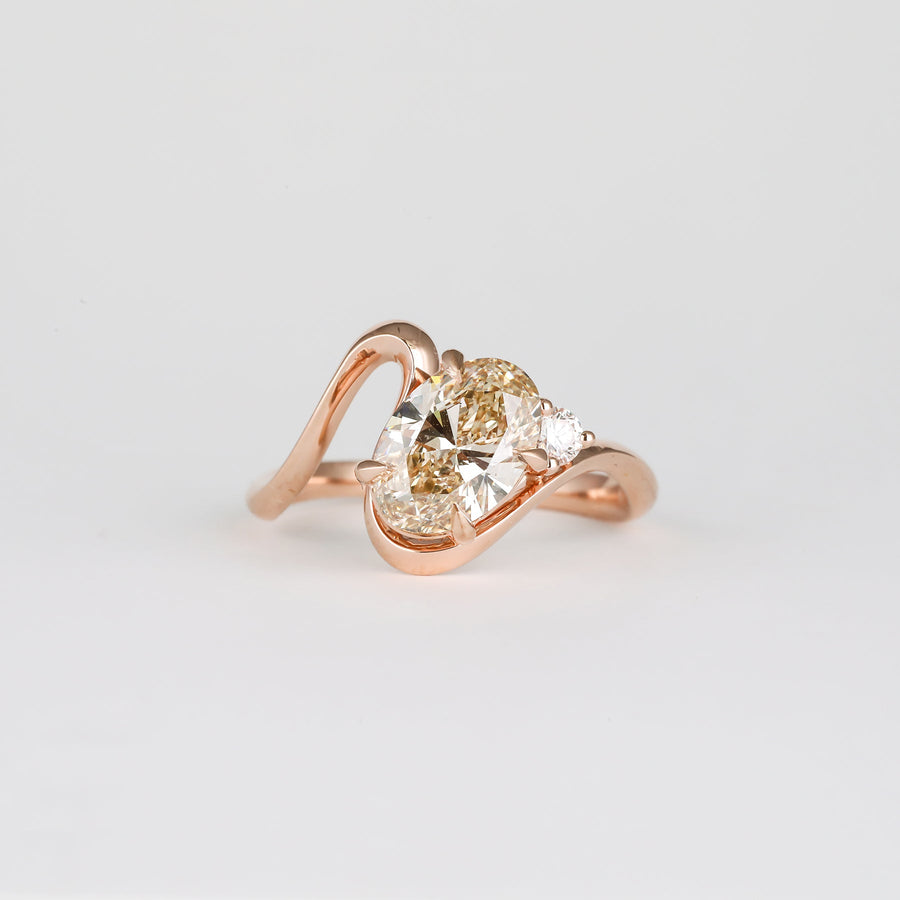 1.50CT - 2.50CT Light Yellow Oval Lab Grown Diamond Unique Engagement Ring - Doozy Diamonds
