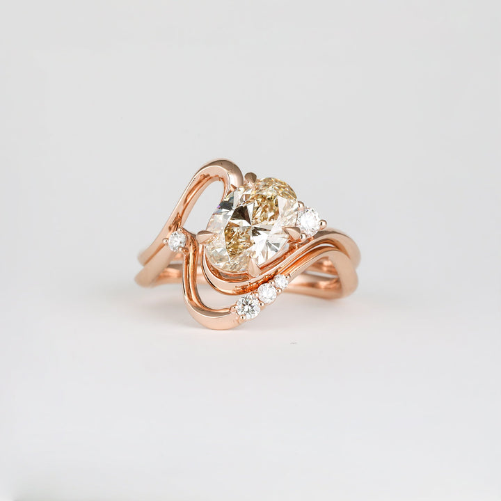 1.50CT - 2.50CT Light Yellow Oval Lab Grown Diamond Unique Engagement Ring - Doozy Diamonds
