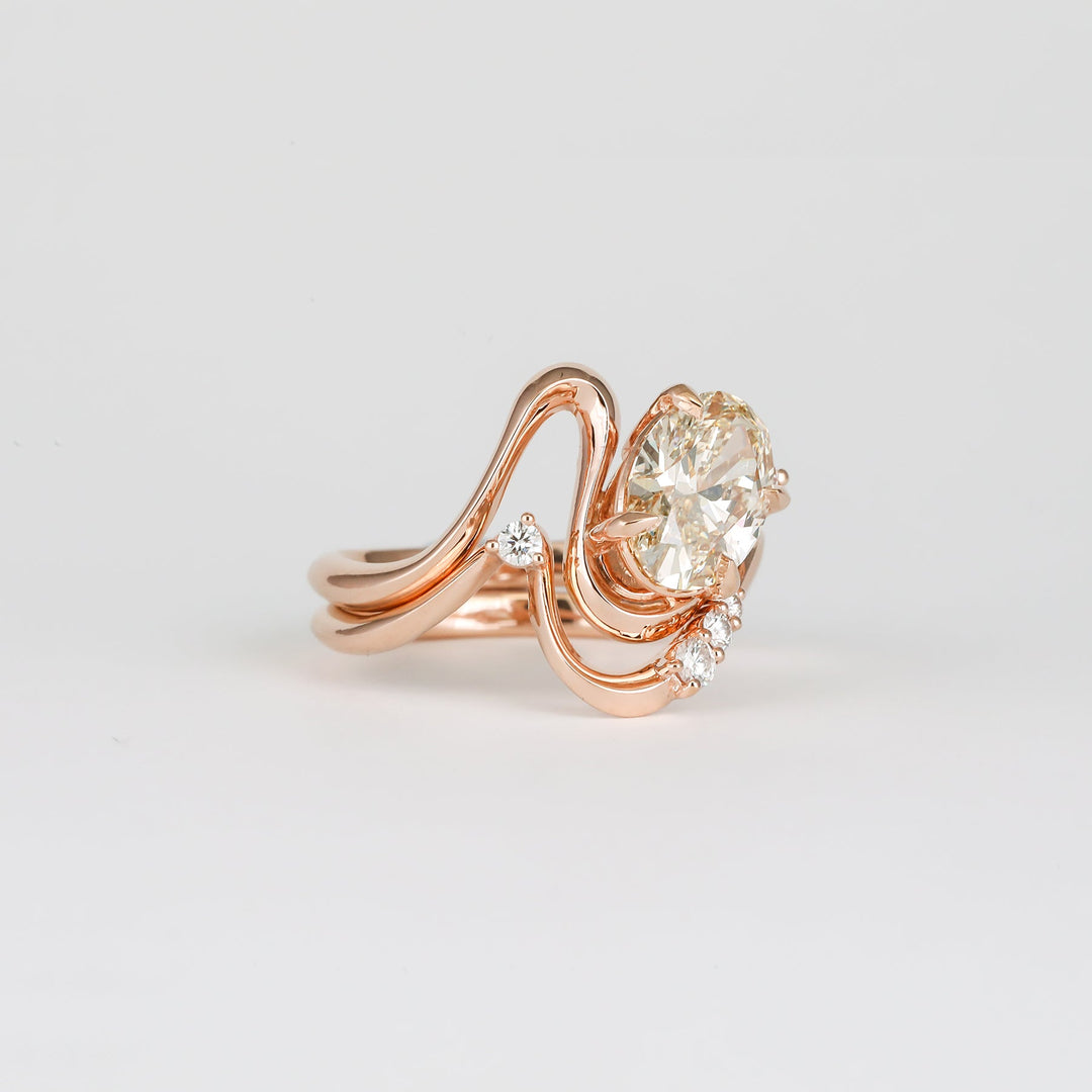 1.50CT - 2.50CT Light Yellow Oval Lab Grown Diamond Unique Engagement Ring - Doozy Diamonds