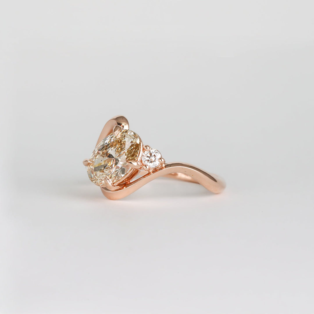1.50CT - 2.50CT Light Yellow Oval Lab Grown Diamond Unique Engagement Ring - Doozy Diamonds