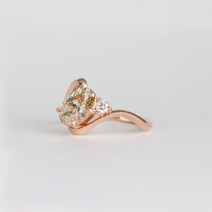 1.50CT - 2.50CT Light Yellow Oval Lab Grown Diamond Unique Engagement Ring - Doozy Diamonds