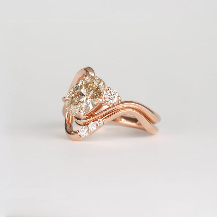 1.50CT - 2.50CT Light Yellow Oval Lab Grown Diamond Unique Engagement Ring - Doozy Diamonds
