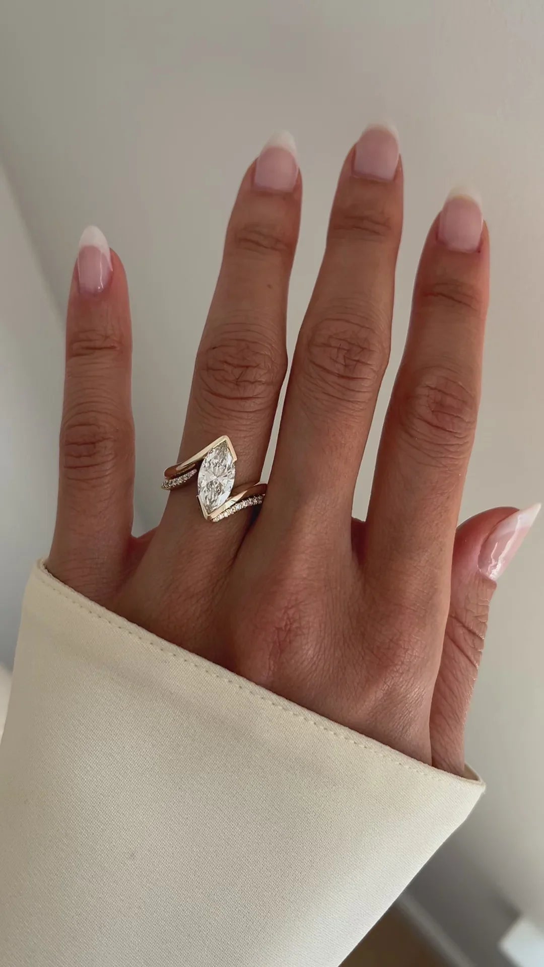 Bypass Engagement Ring With Marquise Cut | Open Gap Wedding Band