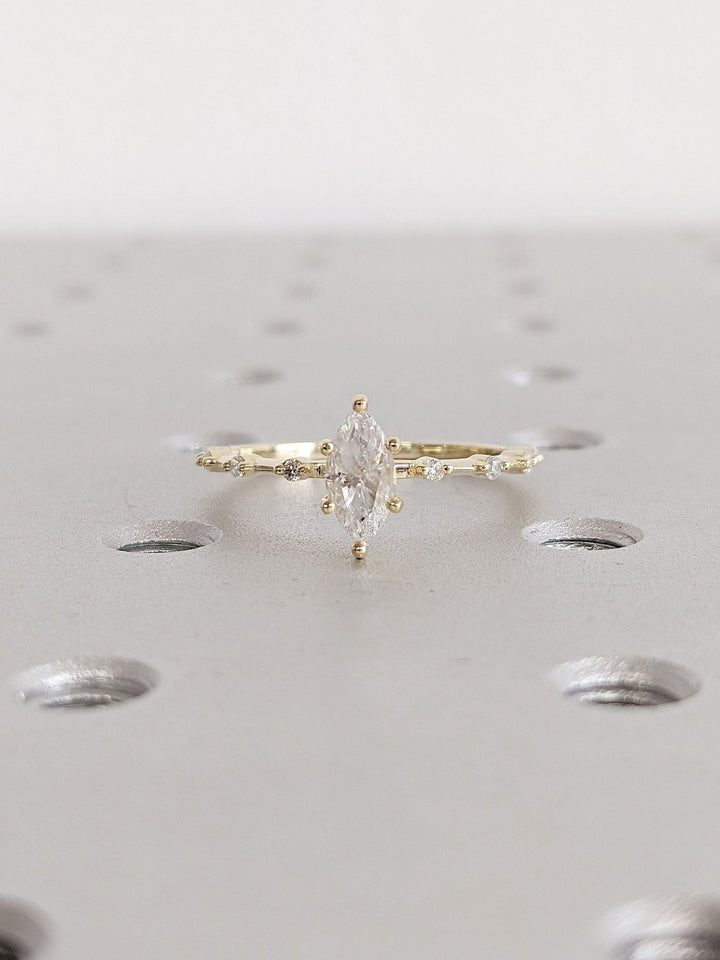0.50CT marquise pave lab grown diamond engagement ring for sale