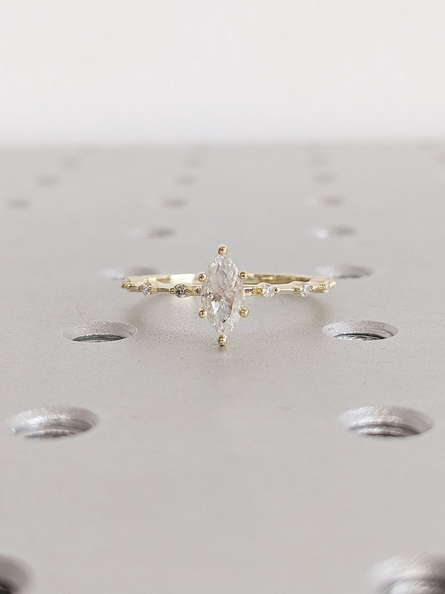 0.50CT marquise pave lab grown diamond engagement ring for sale