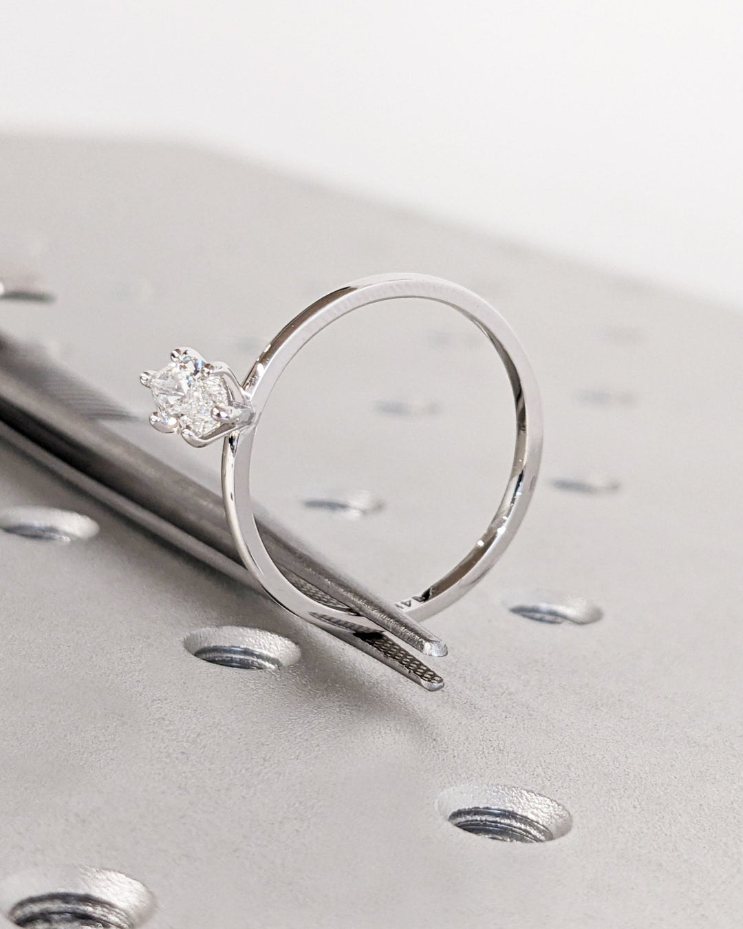 Marquise cut engagement ring side view showing band detail