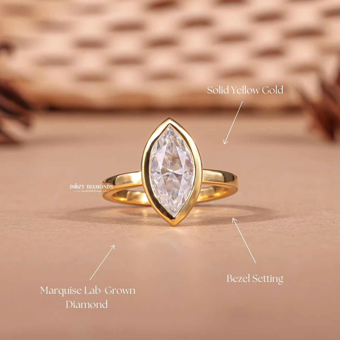 Shop marquise cut bezel lab grown diamond engagement ring online