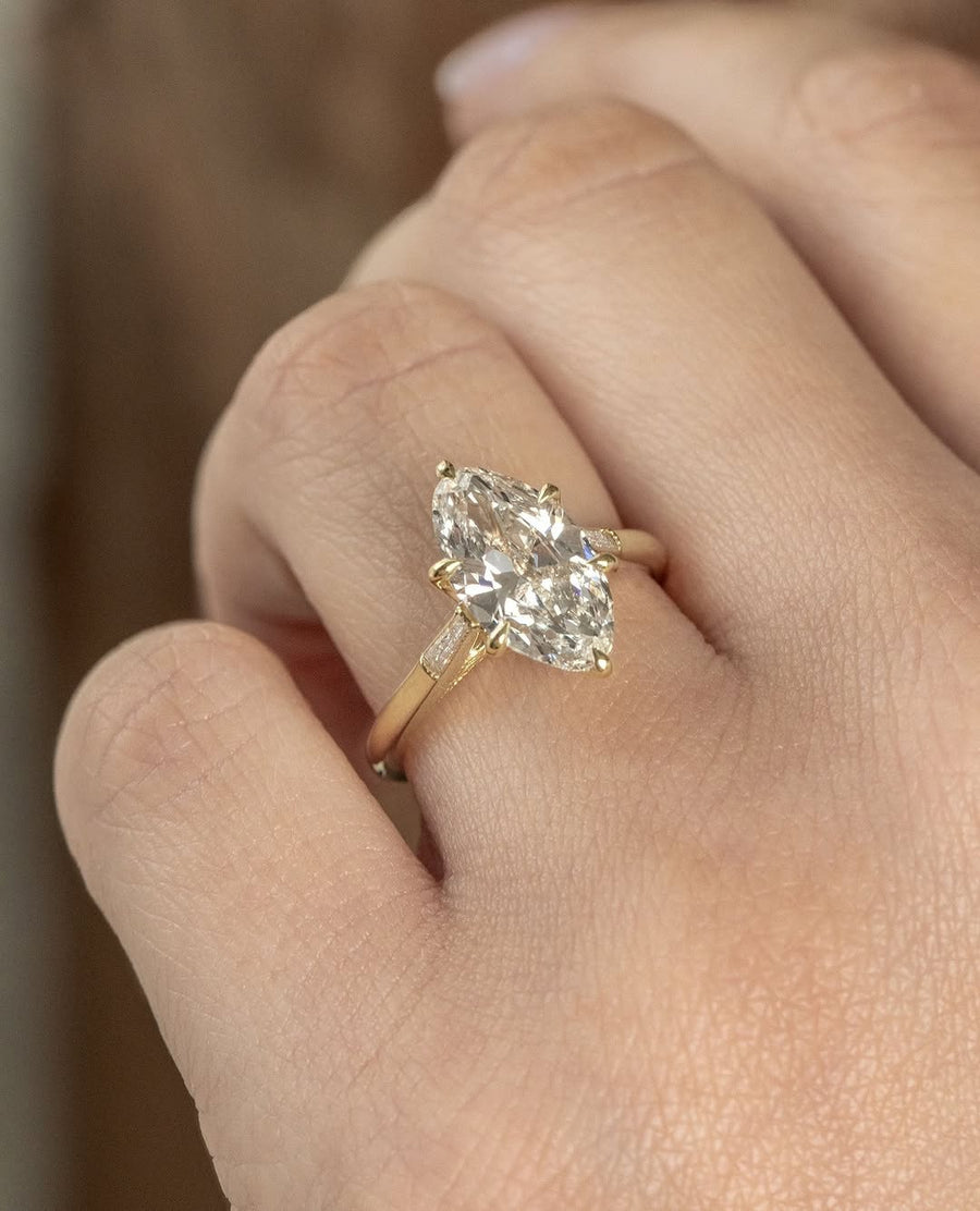 Buy 4.0CT marquise three stone lab grown diamond engagement ring online