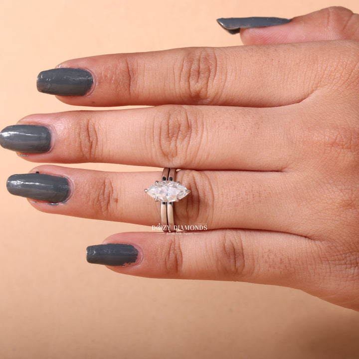 1.50CT Marquise Cut EF - VS2 Lab Grown Solitaire Wedding Ring with Solid Gold Band - Doozy Diamonds