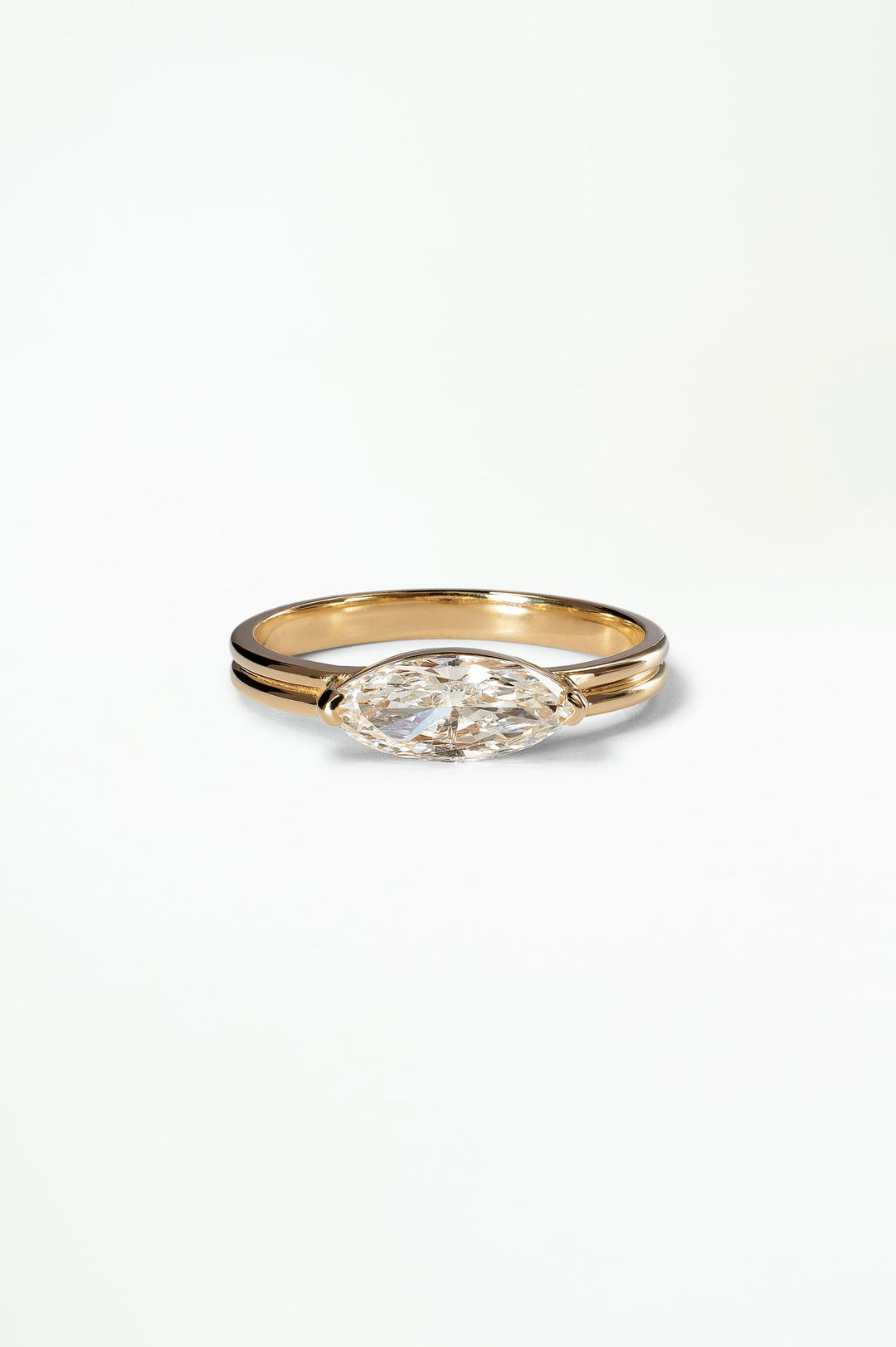1.0CT East West Marquise F - VS Lab Grown Diamond Ring with Curve Band - Doozy Diamonds